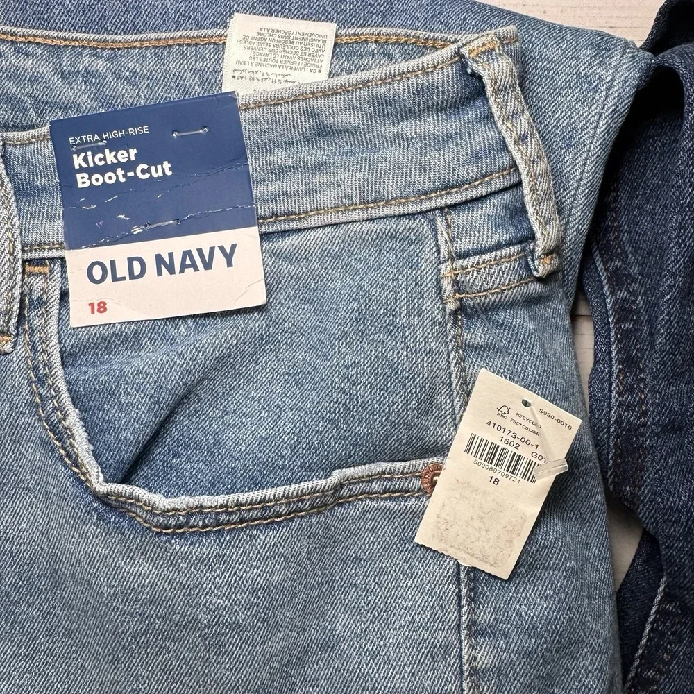 Old Navy Extra High-Rise Kicker Boot-Cut Secret-Slim Pockets Lot Of 2 SZ 18 NWT - Picture 4 of 15